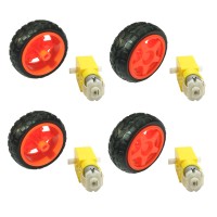 DC BO Dual shaft Gear Motor with Wheels for Smart Car Robot [4 Pieces]
